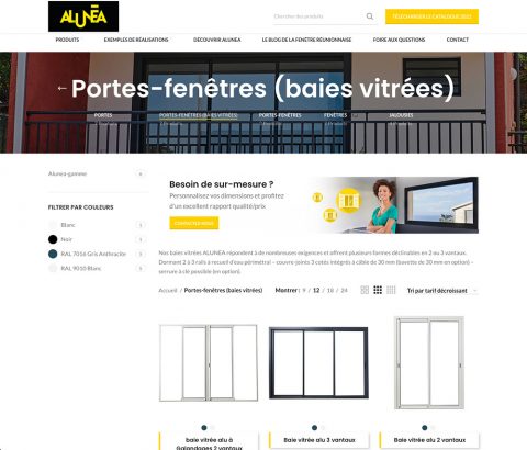 Catalogue en ligne ALUNEA – Création du site internet