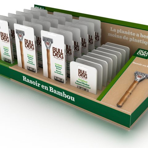 PLV Bulldog – Présentation Produits de Soin Homme