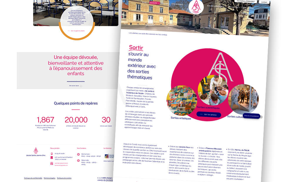 Gestion des actualités scolaires sur le nouveau site de l'école Sainte Jeanne d'Arc