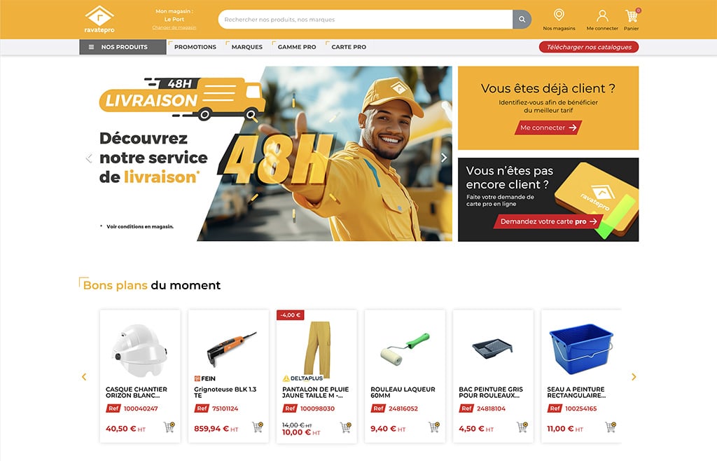 Refonte du site e-commerce Ravate Pro : UX, design et expérience utilisateur au service des professionnels du bâtiment