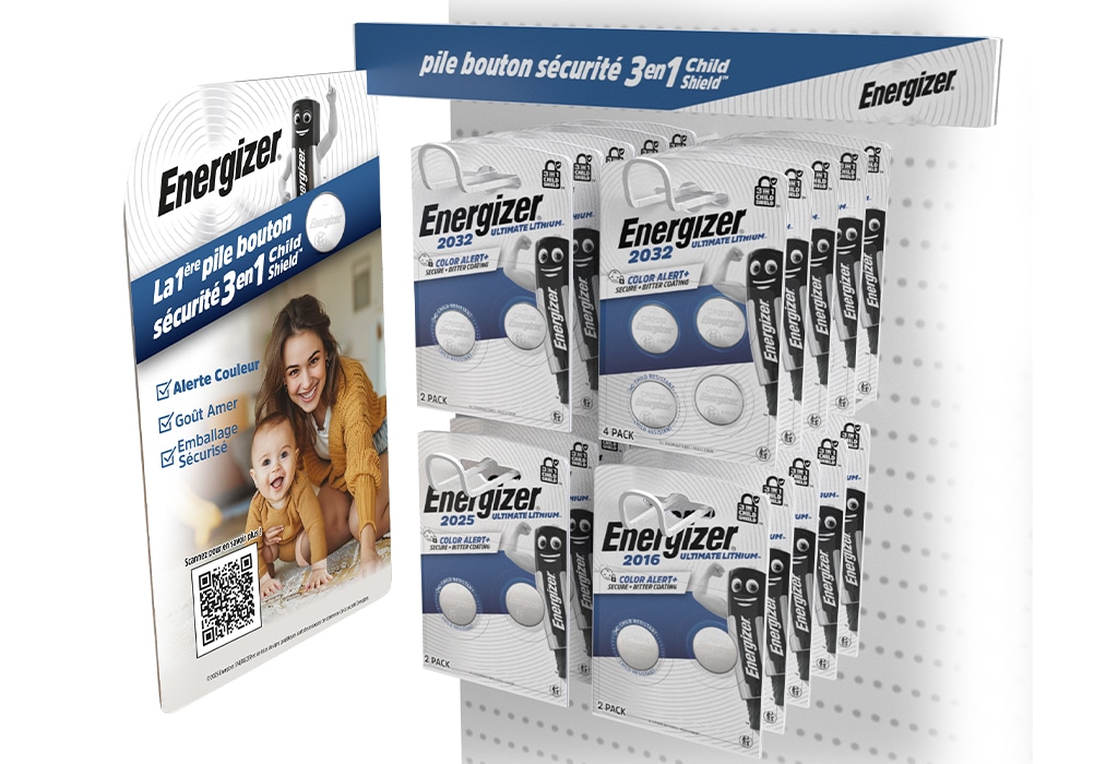 Cadres de rayon en magasin et points de vente pour piles Energizer